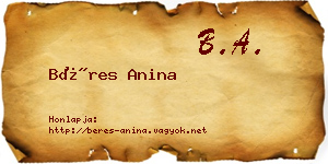 Béres Anina névjegykártya